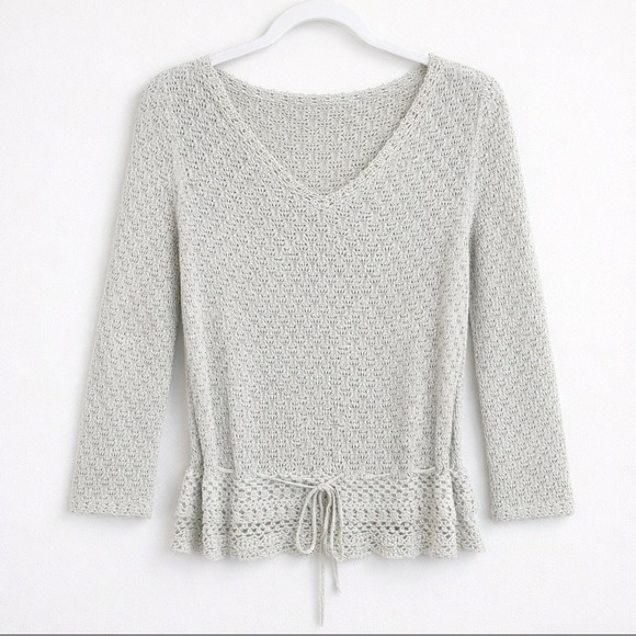 Sweaters - Beige Crochet Knit Lightweight Sweater‎ S Cottagcore Prairie Peasant Fairycore